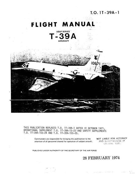 North American T-39A 1974 Flight Manual (1T-39A-1)