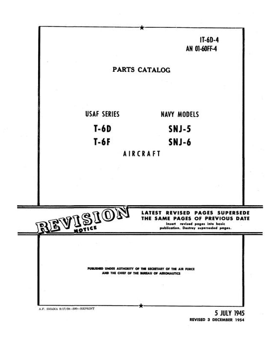 North American T-6D,F SNJ-5,6 1945 Parts Catalog (TO-1T-6D-4)