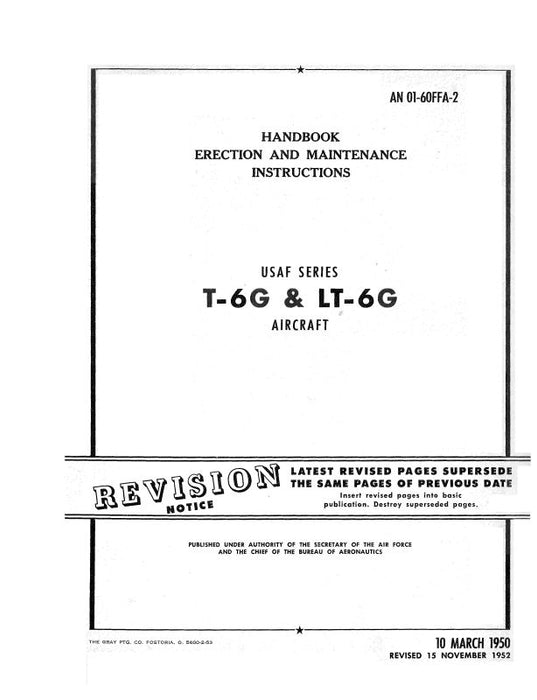 North American T-6G & LT-6G 1950 Erection & Maintenance Instructions (01-60FFA-2)