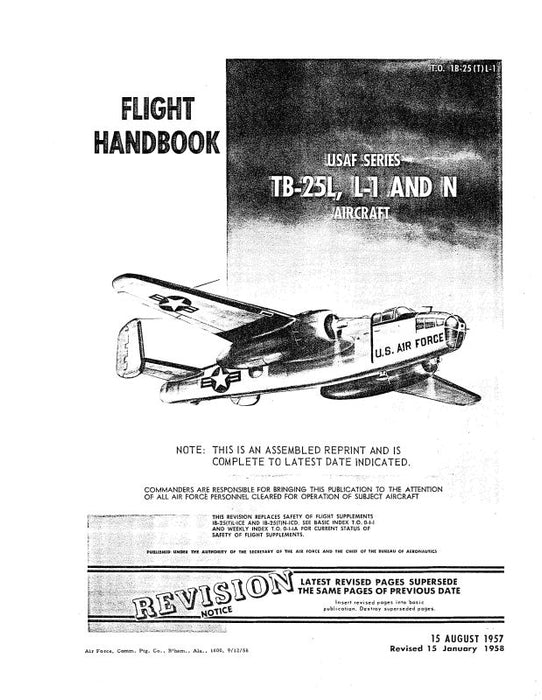 North American TB-25L, L-1, N 1957 Flight Handbook (1B-25(T)L-1)