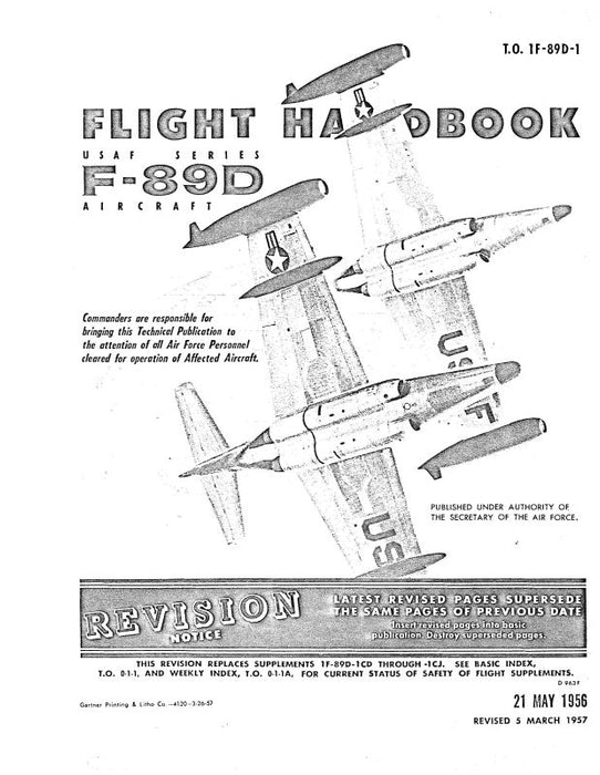 Northrop Aircraft Inc. F-89D 1956 Flight Handbook (1F-89D-1)