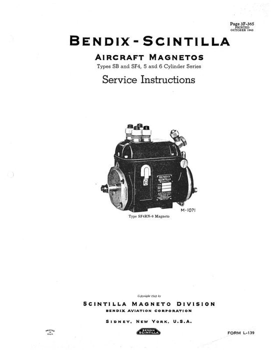 Bendix SB & SF4,5,6 Cyl Ser 1943 Maintenance Manual (L-139)