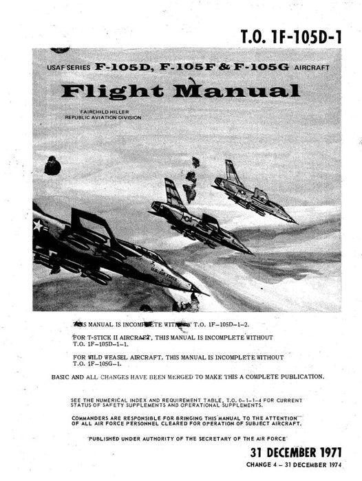 Republic Aviation F-105D,F,G 1971 Flight Manual (1F-105D-1)