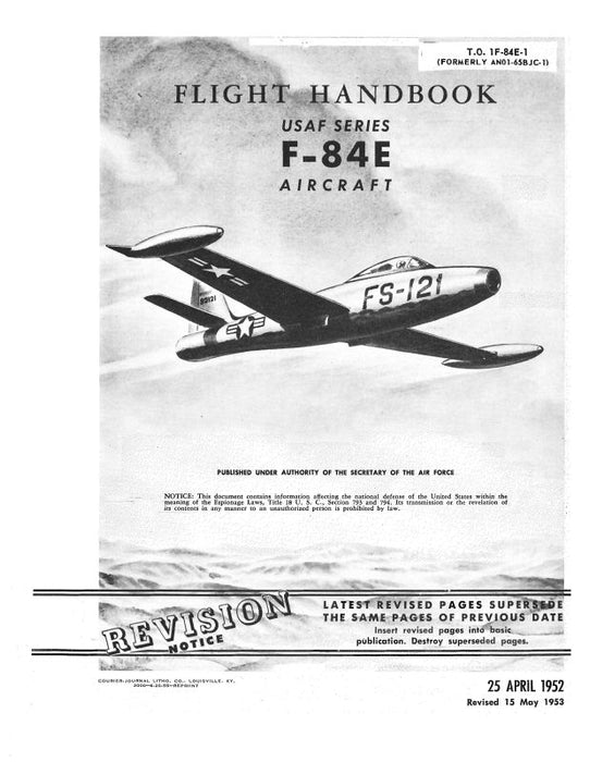 Republic Airlines F-84E 1952 Flight Handbook (1F-84E-1)