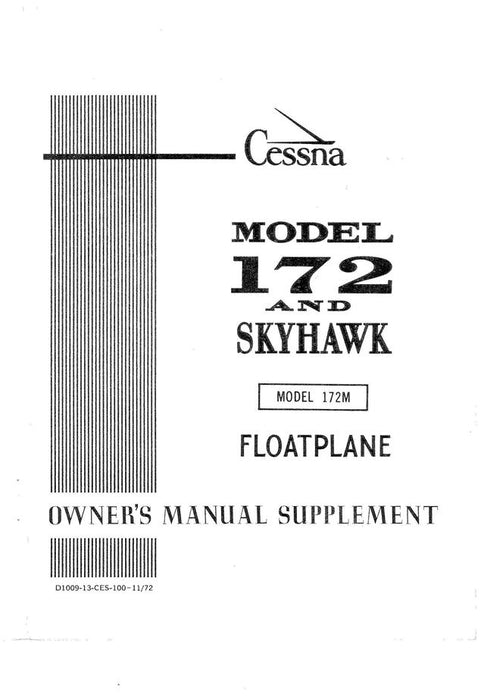 Cessna 172M Floatplane 1973 Owner's Manual Supplement (D1009-13-CES-100-11/72)