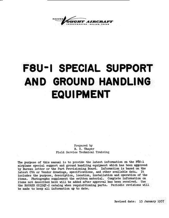 Vought F8U-1 Special Support & Ground Handling Equipment Service Training Manual (CVTA-M-0)