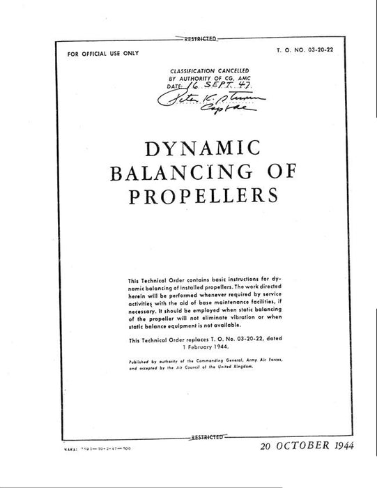 USAF Dynamic Balancing of Propellers Manual (T.O. 03-20-22)