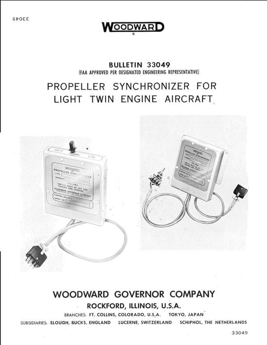 Woodward Propeller Synchronizer for Light Twin Engine Aircraft Bulletin 33049 (33049)