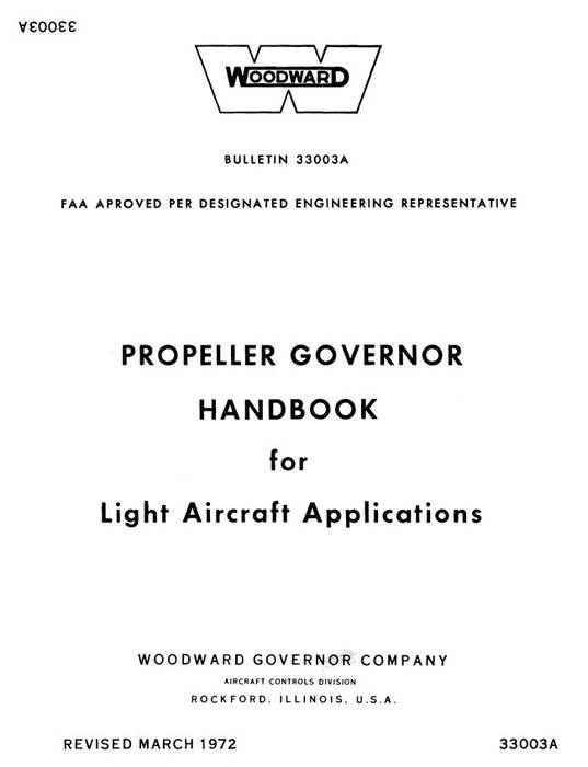 Woodward Propeller Governor Handbook for Light Aircraft Applications Bulletin 33033A (33003A)