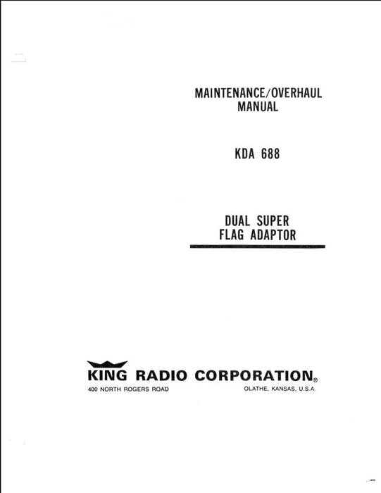 King KDA 688 Dual Super Flag Adapter Maintenance-Overhaul Manual (KPN 006-9127-05)
