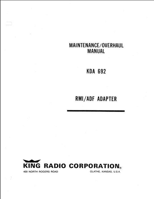 King KDA 692 Gold Crown Accessories Maintenance-Overhaul Manual (006-5127-04)