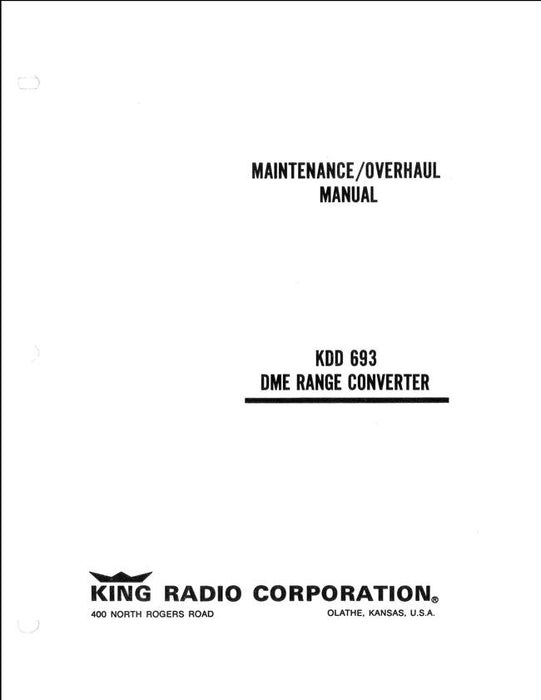 King KDD 693 DME Range Converter Maintenance-Overhaul Manual