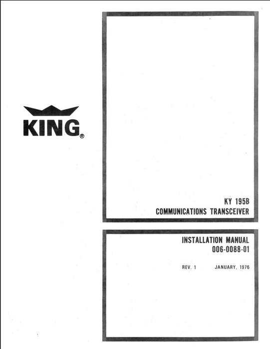 King HY 195B Communications Transceiver Installation Manual (006-0088-01)