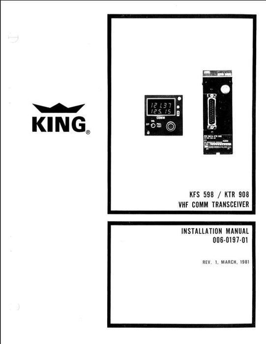 King KTR 908 VHF Comm Transceiver Maintenance-Overhaul Manual (006-5197-02)