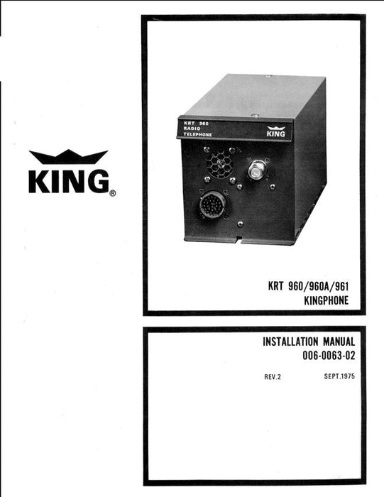 King KRT 960-960A-961 Kingphone Installation Manual (006-0063-03)