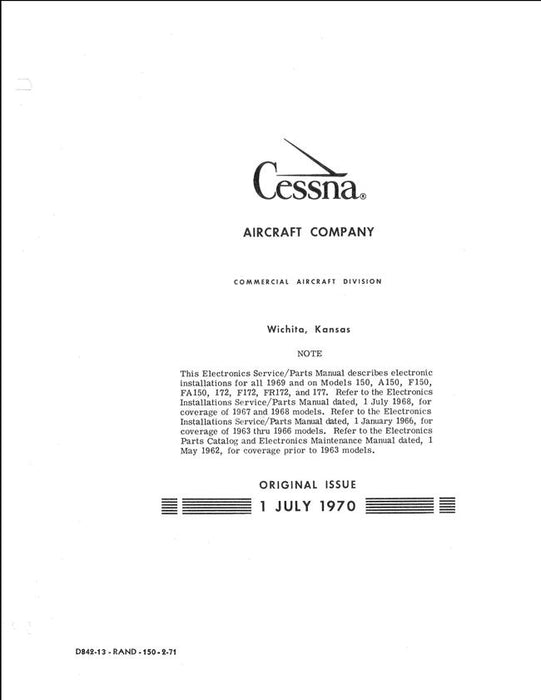 Cessna 150, 172, 177 Series 1969-71 Service-Parts Manual