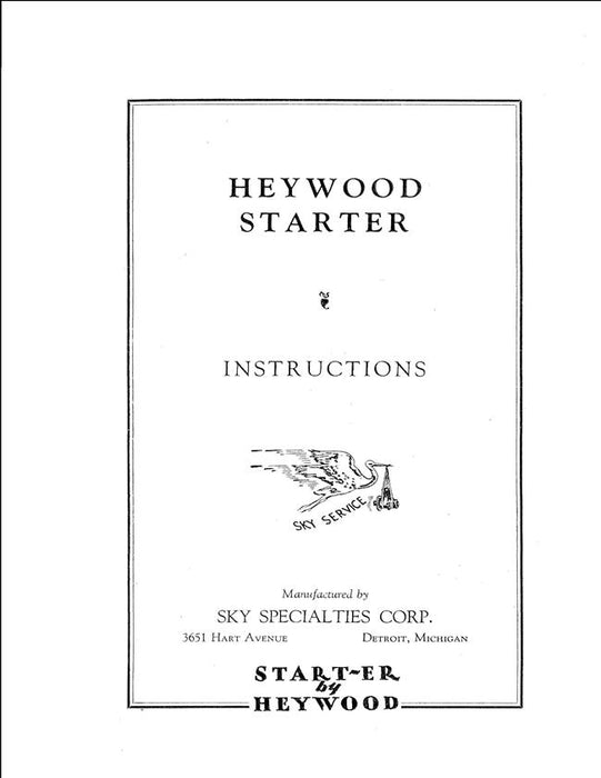 Heywood Starter Instructions Manual