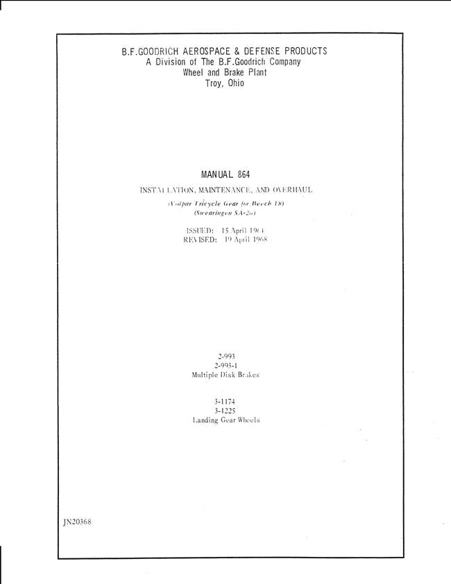 B.F. Goodrich Multiple Disc Brakes, Landing Gear Wheels Installation