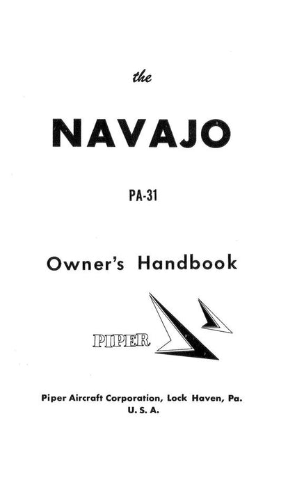 Piper PA-31 Navajo 1967 Owner's Handbook (Part No. 753-702)