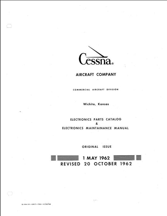 Cessna 1962 Electronic Parts Catalog & Maintenance Manual (D144-13)