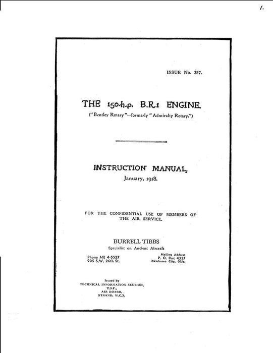 Bentley 150 RP Engine Instruction Manual